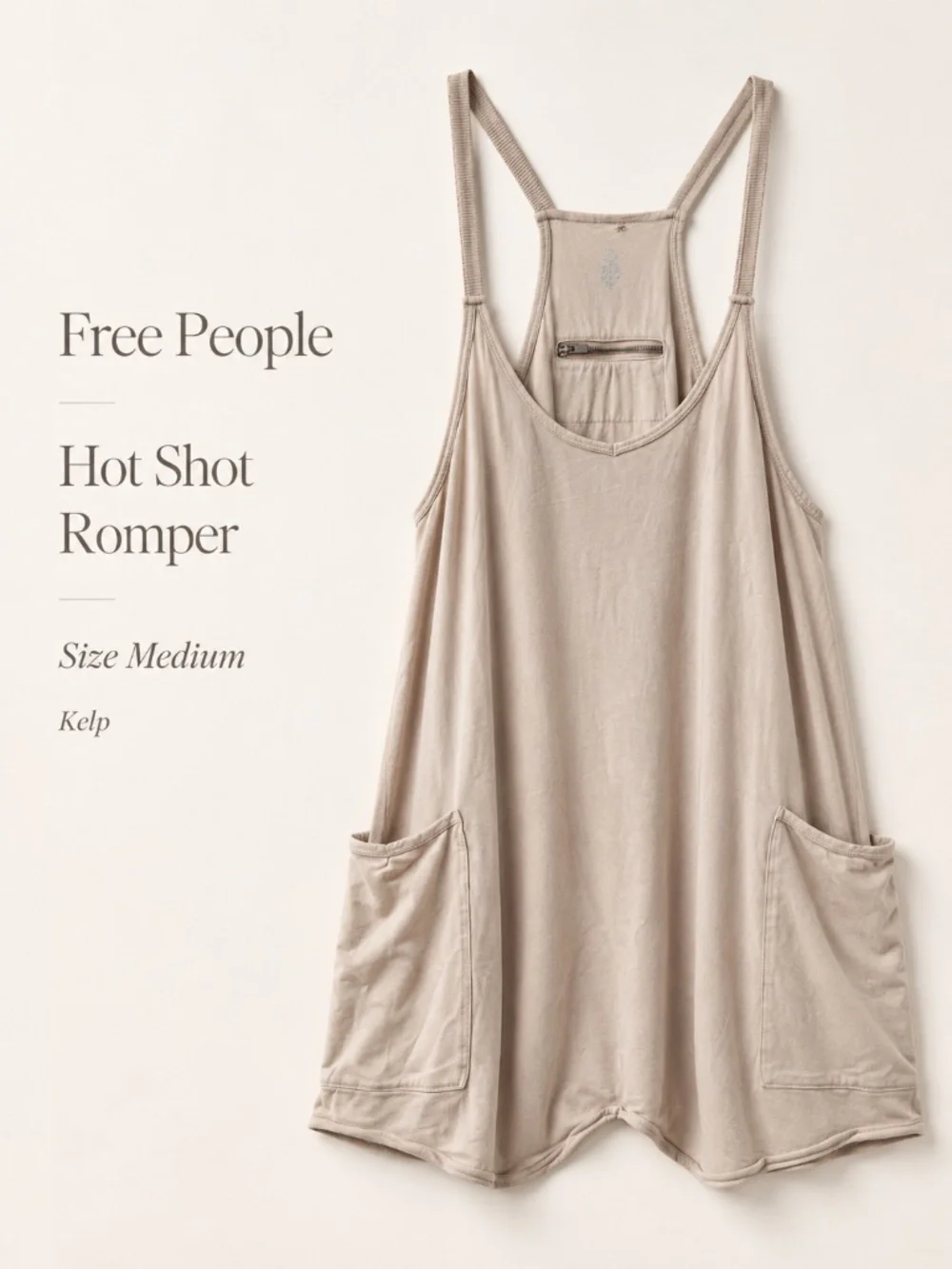 Free People Hot Shot Romper Kelp Size Medium Pockets Casual